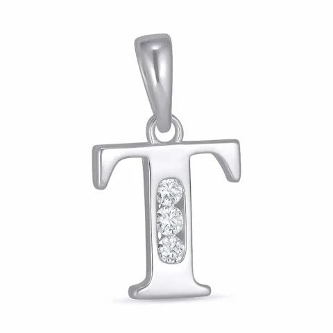 letter t zirkoon hanger in zilver