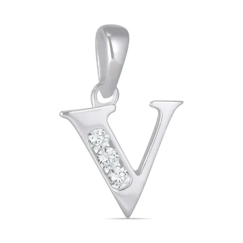 letter v zirkoon hanger in zilver