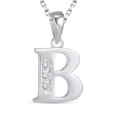 letter b zirkoon ketting in zilver met hanger in zilver