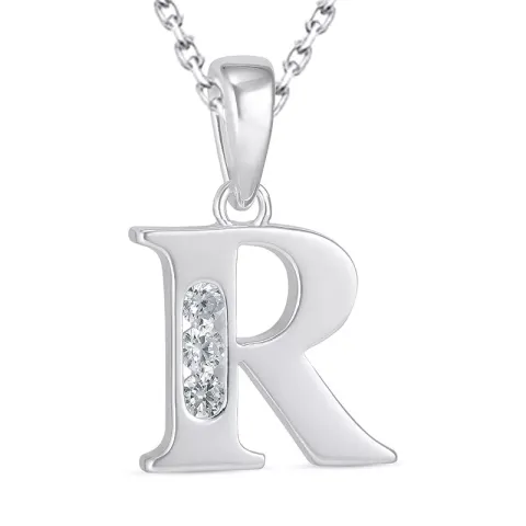 letter r zirkoon ketting in zilver met hanger in zilver