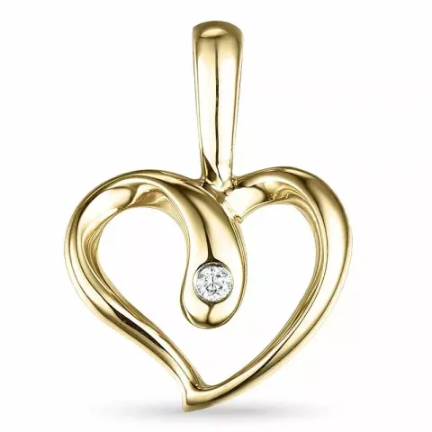 verzamelmonster hart diamant hanger in 14 caraat goud 0,01 ct