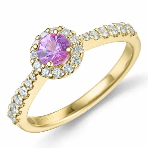 verzamelmonster pink saffier diamant ring in 14 karaat goud 0.41 ct 0,314 ct