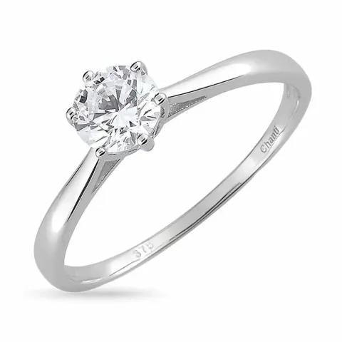 verzamelmonster zirkoon solitaire ring in 8 karaat witgoud