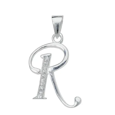 verzamelmonster letter r zirkoon hanger in zilver