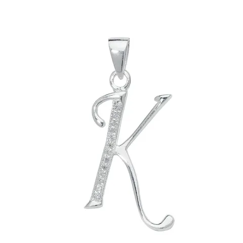 verzamelmonster letter k zirkoon hanger in zilver