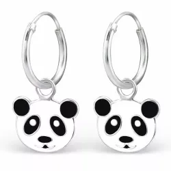 12 mm panda creooloorbellen in zilver