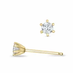 2 x 0,09 ct campagne - diamant solitaire oorbel in 14 karaat goud met diamant 