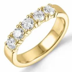 lab grown diamant ring in 14 karaat goud 5 x 0,15 ct