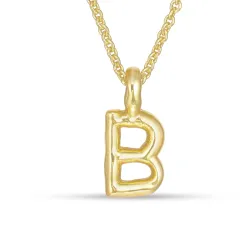 letter b hanger met ketting in verguld sterlingzilver