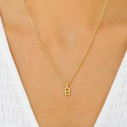 letter b hanger met ketting in verguld sterlingzilver