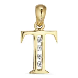 Letter t hanger in 8 karaat goud