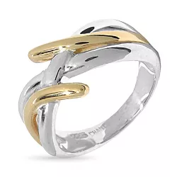 breed ring in zilver en 8 karaat goud